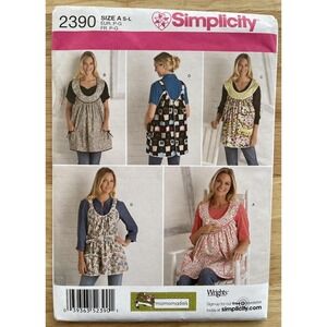 Simplicity 2390 MATERNITY APRONS in 4‎ Styles Sz S-M-L UNCUT Sewing Pattern